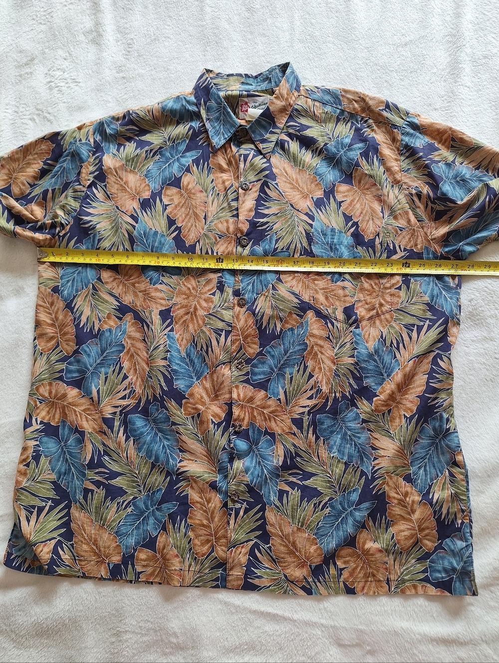 Vintage Hilo Hattie 2XL Hawaiian Aloha Shirt Made in Hawaii Blue Floral - Picture 8 of 9